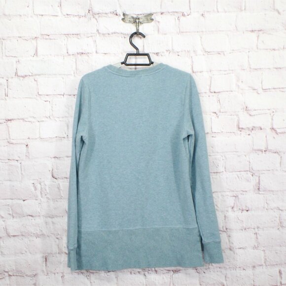 LL Bean Cozy Sweatshirt Split Hem Cadet Blue Heather Size XS - Picture 6 of 9